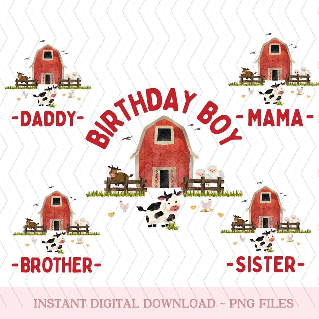 Farm One Birthday Boy Png, Barnyard Farm First Birthday Png, Farm Png