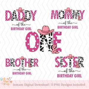 First Rodeo Cowgirl Birthday PNG, Western Family Matching Bundle, Rodeo Clipart for Girl Birthday Party, Cowgirl Family Digital png files