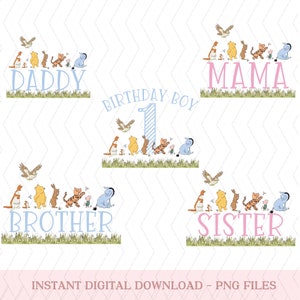 Bear Matching Family Birthday png, Classic Bear 1e verjaardag png, Bear Bear eerste verjaardag PNG, Bear mama en ik png