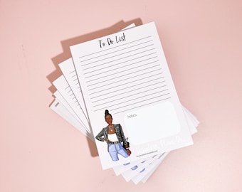 Black Woman Illustrated To-Do List A5 Notepad - Desk Planner