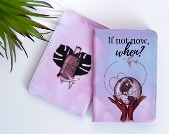 Personalised Black Girl Illustrated Travel Passport Holder