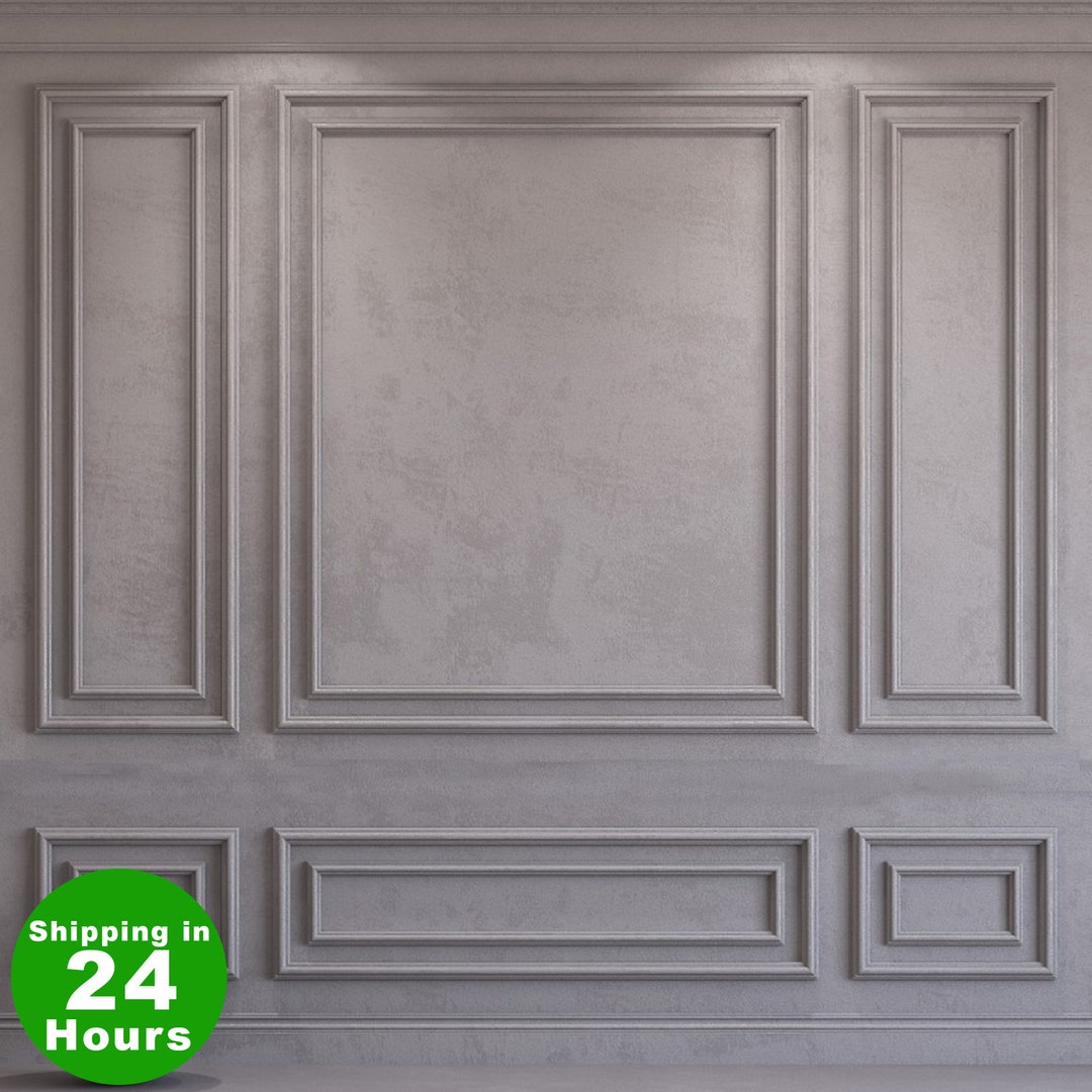 Wall Paneling Kit, Custom Made Wall Molding Project Ready to Assemble