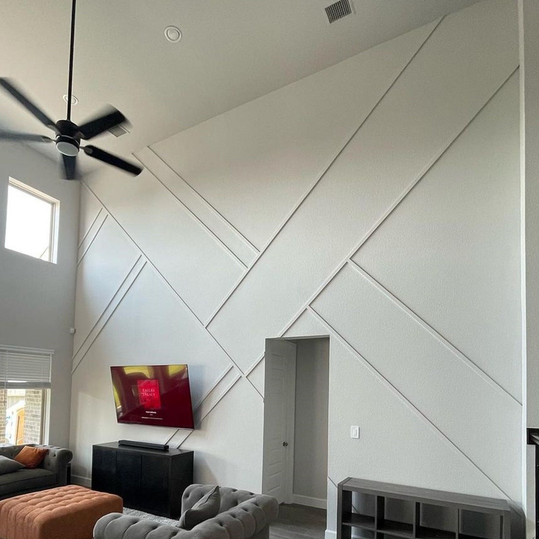 Living Room Wall Trim, Ready to Go Wall Paneling Kit, Wall Moulding