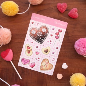 Hoja de pegatinas de la colección de corazón.