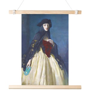 La máscara verde de Sir Oswald Birley Matte Cartel Bellas Artes 1920 Inglaterra Máscara veneciana Mujer Retrato Pintura femenina 11x17 18x24 24x36