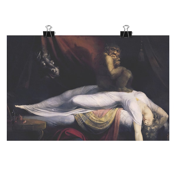 Le cauchemar d'Henry Fuseli Poster mat | Art classique mort incube sommeil paralysie démon peinture sorcière 11 x 17 18 x 24 24 x 36