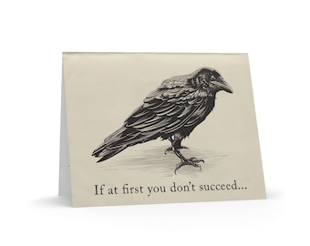 Attempted Murder - Funny Crow Greeting Card Set | Writing Cards Letters Gothic Cute Autumn Vintage Raven Bird Homicide True Crime Friend