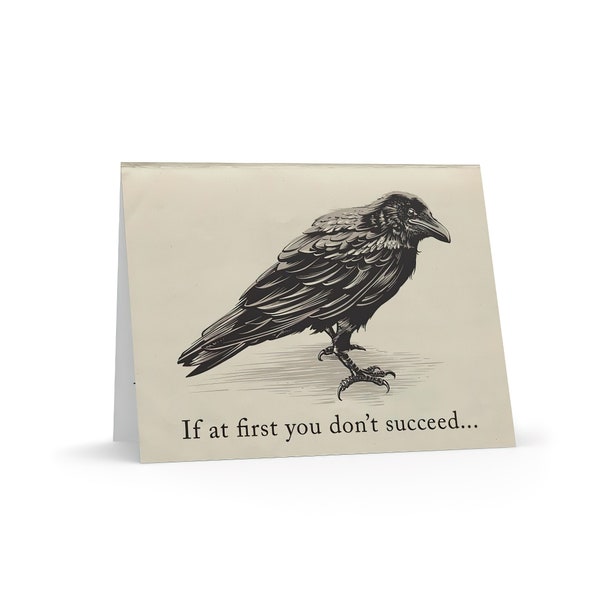 Attempted Murder - Funny Crow Greeting Card Set | Writing Cards Letters Gothic Cute Autumn Vintage Raven Bird Homicide True Crime Friend