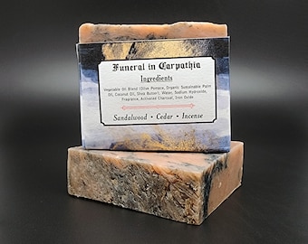 Funeral in Carpathia | Soap for Metalheads Face and Body Unisex Incense Sandalwood Cedar Bourbon All Natural Vegan Seasonal Organic Gothic