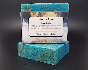 Venus Blue | Soap for Metalheads Face and Body Unisex Teakwood Citrus Spices Amber Musk Vegan Seasonal Organic Summer Acid Bath Dax Riggs