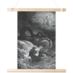 Zerstörung des Leviathan von Gustave Doré Matte Poster | Feine klassische Kunst Death Dark Gothic Biblical Monster Legend 11x17 18x24 24x36