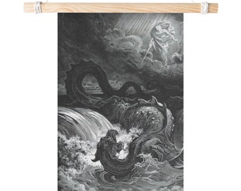 Destruction of Leviathan by Gustave Doré Matte Poster | Fine Classical Art Death Dark Gothic Biblical Monster Legend 11x17 18x24 24x36