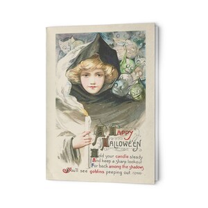 A Happy Halloween - Reproduction Antique Blank Greeting Card Set | Écriture Cartes Lettres Gothique Mignon Automne vintage