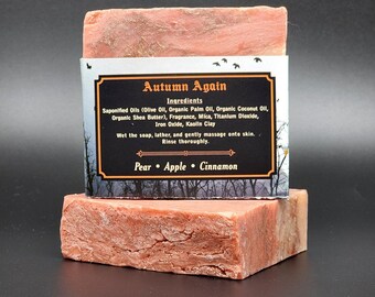Autumn Again | Soap for Metalheads Fall Face and Body Unisex Pear Apple Cider Redwood Cinnamon All Natural Vegan Seasonal Organic Handmade