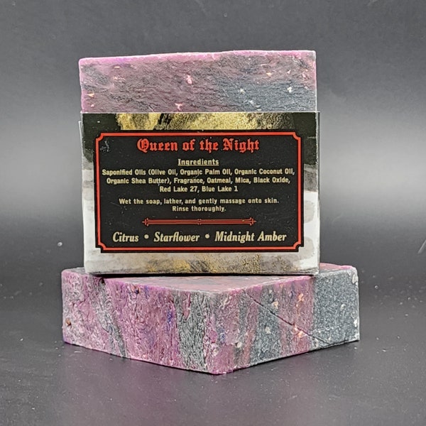 Queen of the Night | Soap for Metalheads Face and Body Unisex Citrus Starflower Musk Amber Oatmeal Natural Vegan Seasonal Organic Mozart