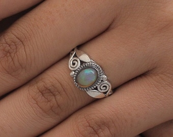 Ethiopian Opal Ring~925 Sterling Silver Ring~October Birthstone Ring~Bohemian Ring~Opal Gemstone Jewelry~Anniversary Gift For Wife