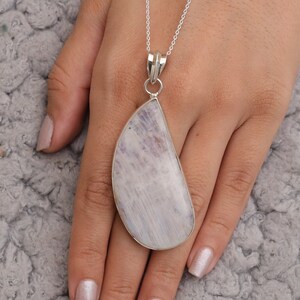 Rainbow Moonstone Pendant~925 Solid Sterling Silver Necklace~Handmade Gemstone Pendant~Bohemian Jewellery~Anniversary Gift For Wife