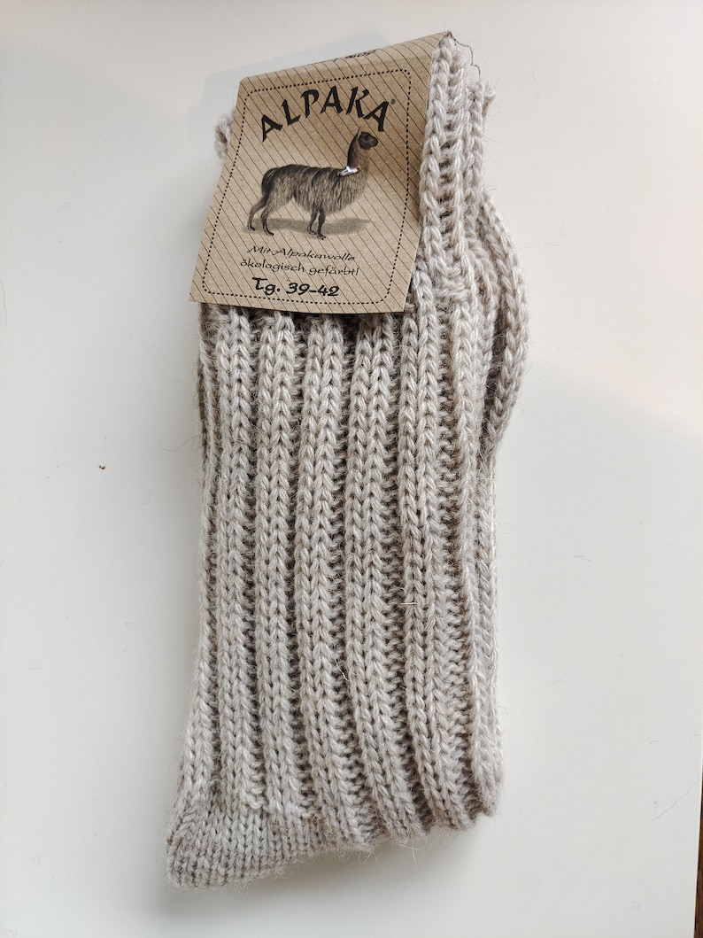 Alpakasocken grob gestrickt Wollsocken Outdoor sehr warm Geschenkidee Last Minute Geschenk Hellbraun