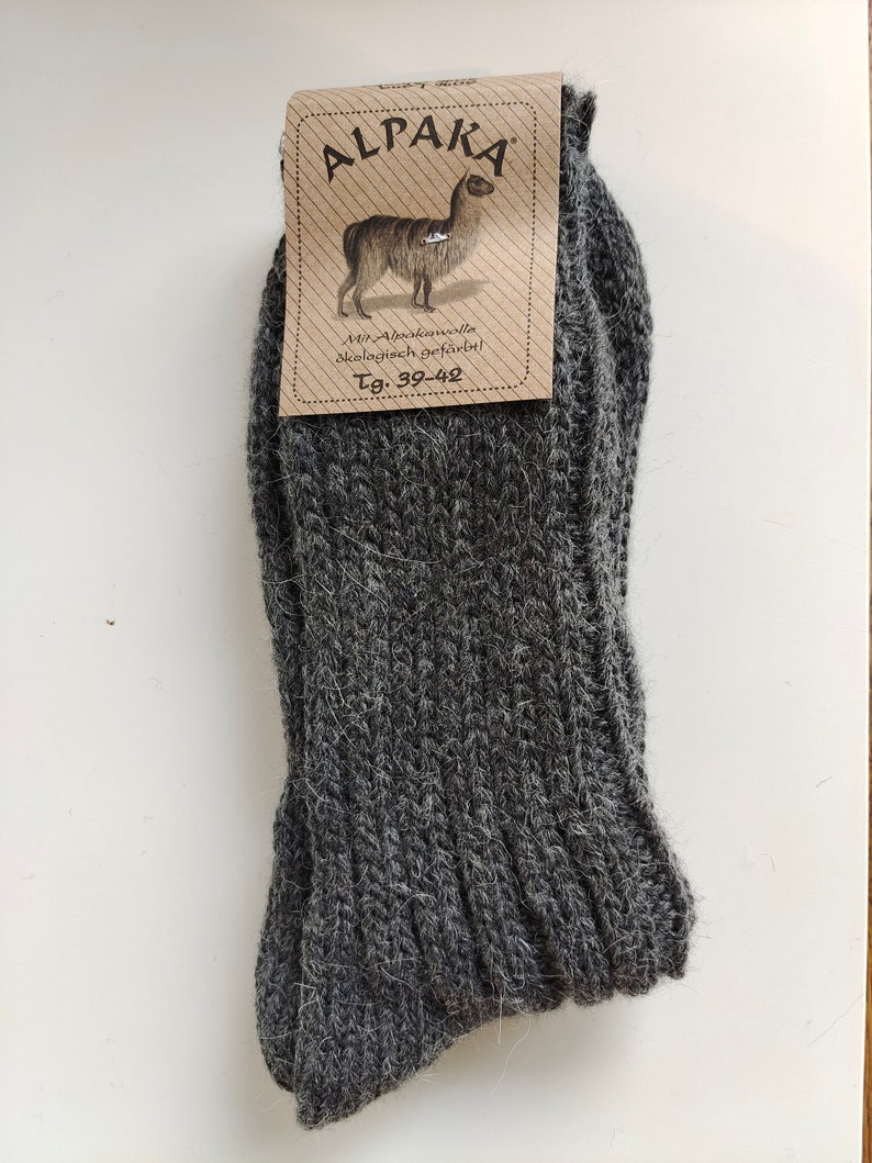 Alpakasocken grob gestrickt Wollsocken Outdoor sehr warm Geschenkidee Last Minute Geschenk Dunkelgrau