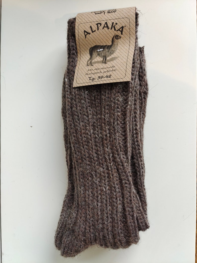 Alpakasocken grob gestrickt Wollsocken Outdoor sehr warm Geschenkidee Last Minute Geschenk Dunkelbraun