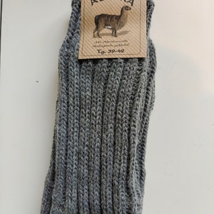 Alpakasocken grob gestrickt Wollsocken Outdoor sehr warm Geschenkidee Last Minute Geschenk Hellgrau