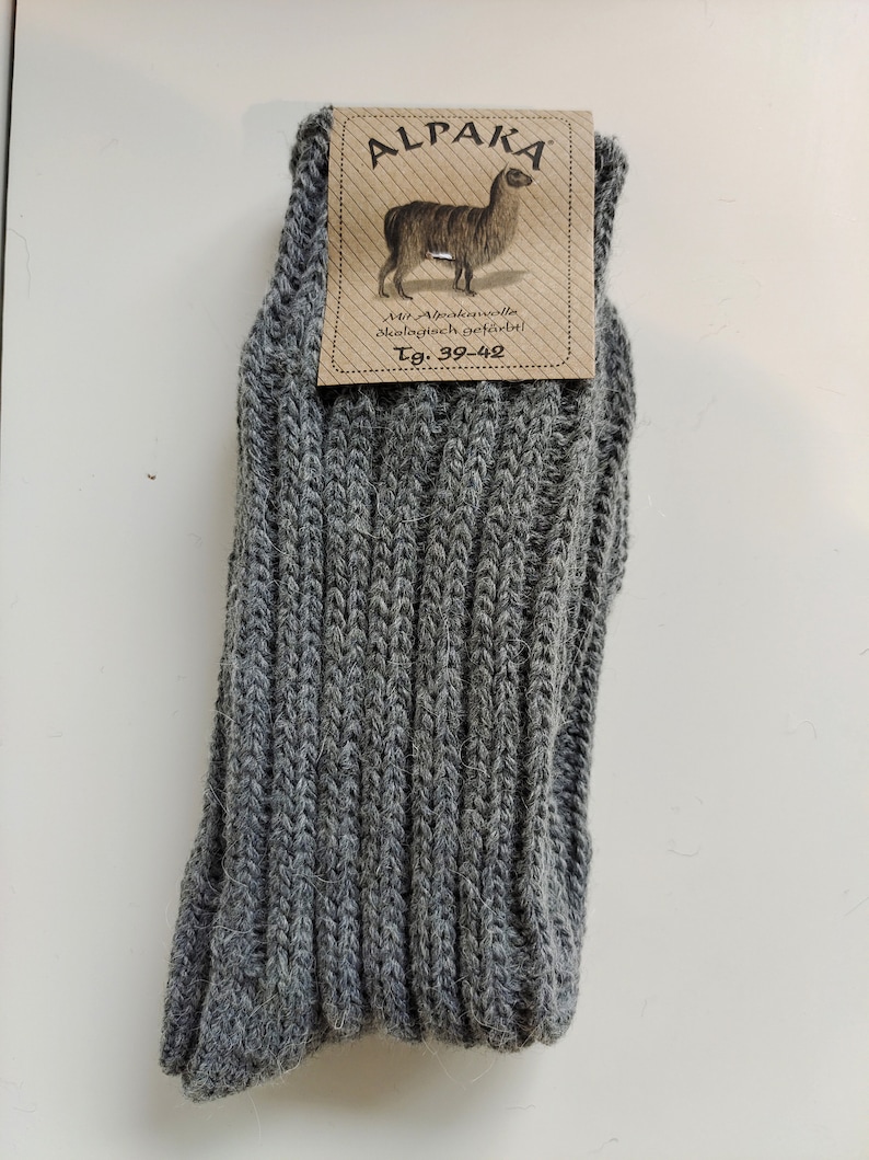 Alpakasocken grob gestrickt Wollsocken Outdoor sehr warm Geschenkidee Last Minute Geschenk Hellgrau