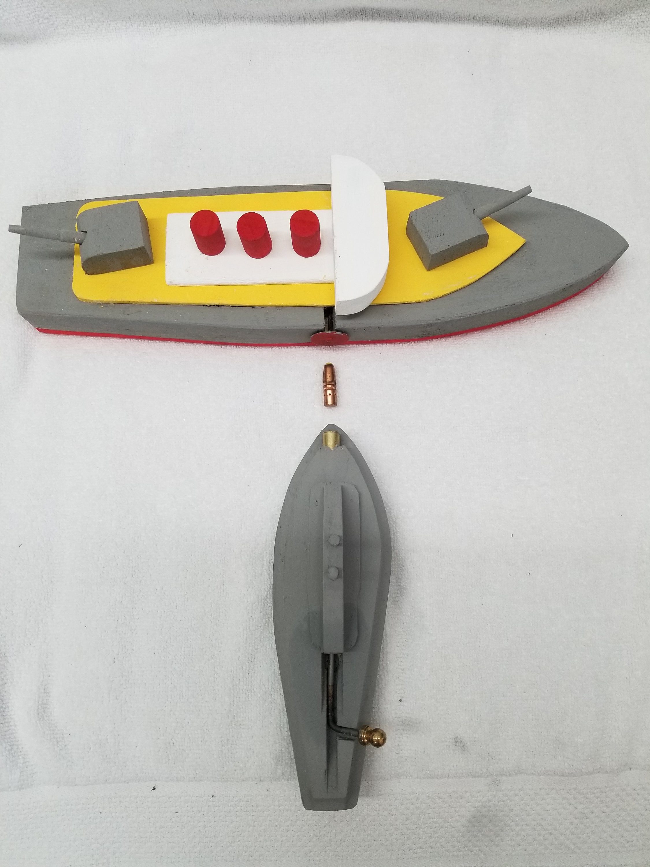 Hand Made Toy Battleship With Enemy Submarine. Etsy UK