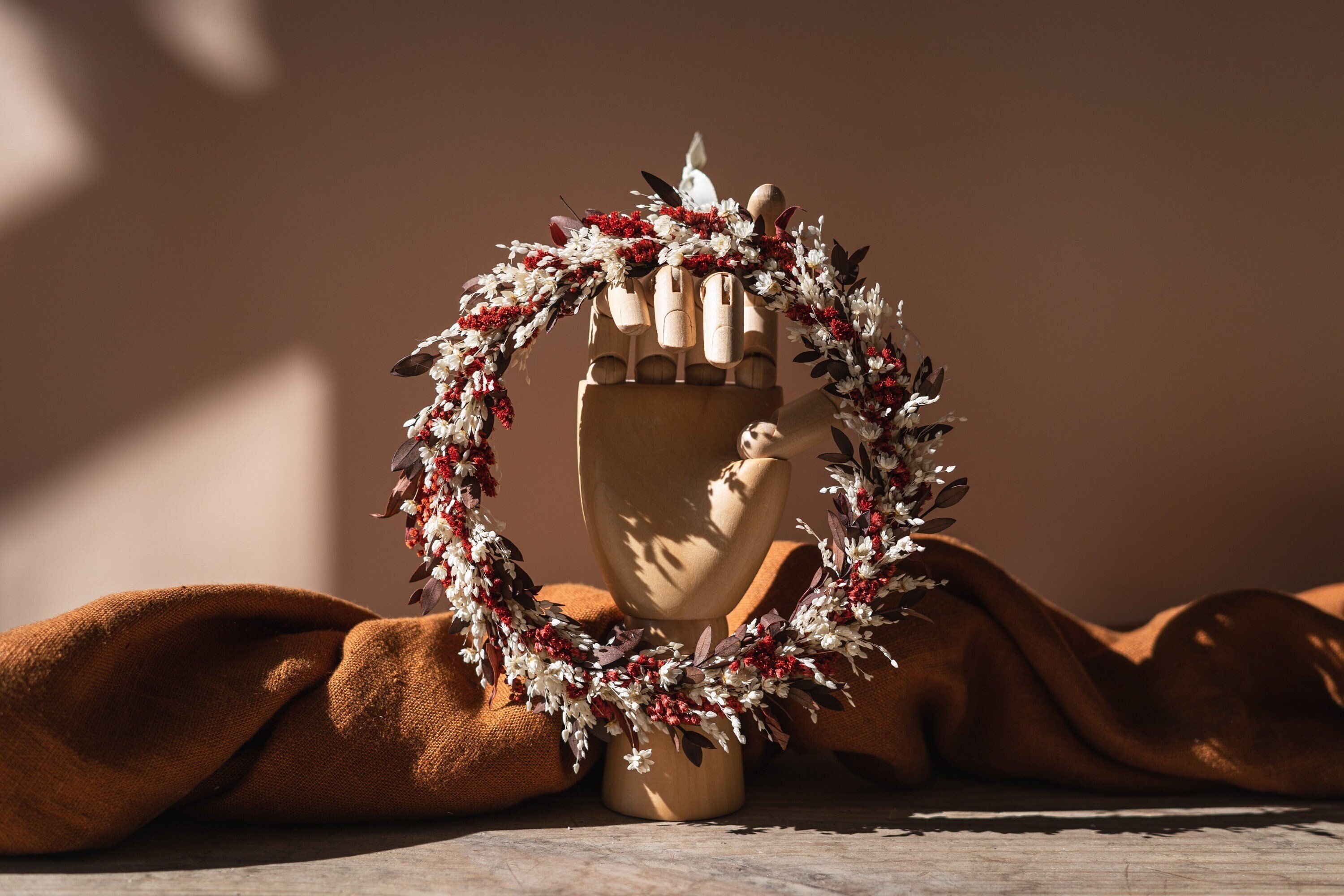 Couronne Murale de Fleurs Séchées et Stabilisées