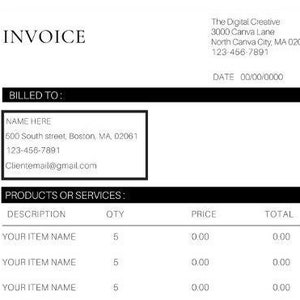Invoice template download, Printable Invoice Template , Editable Invoice , Canva Invoice template business invoice, | A4 | US Letter |