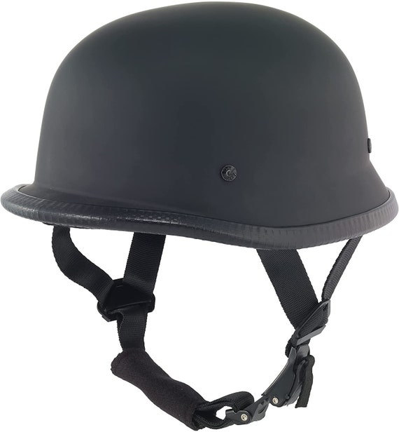 German Flat Black Novelty Skull Cap Half Helmet (Black, XL)