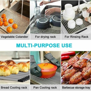 Me Mother Earth Roll Up Silicone + Stainless Steel Dish Drying Rack