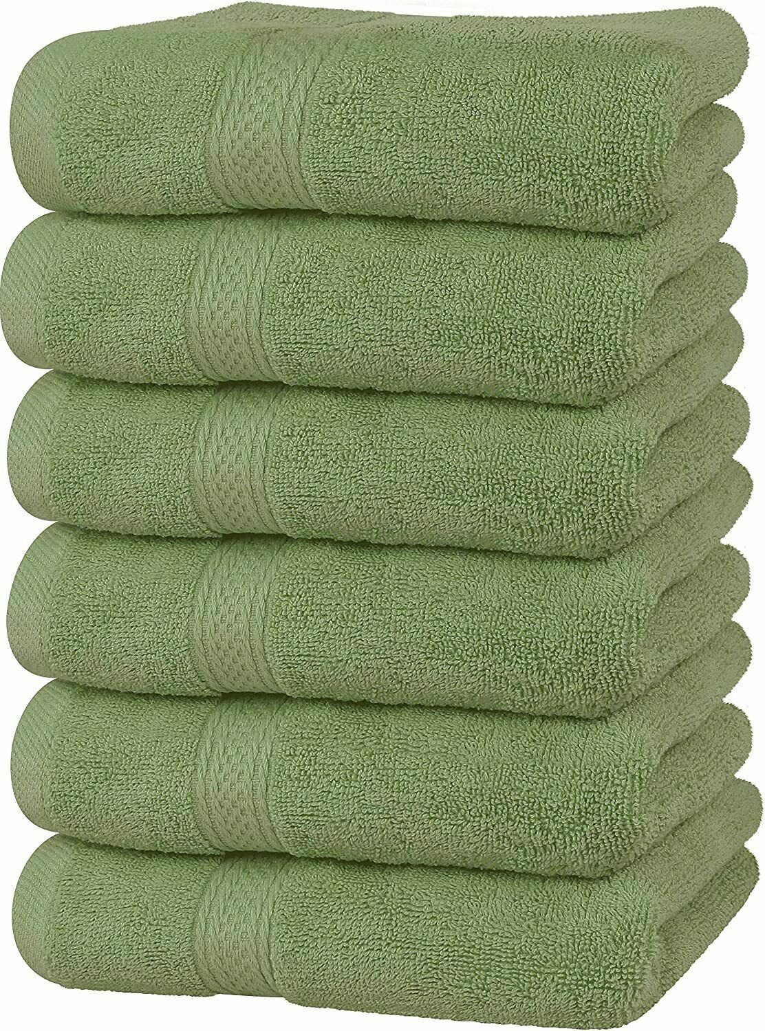 AQUA Pack of 6 Large Bath Towels 100% Cotton 27x55 Highly Absorbent Soft