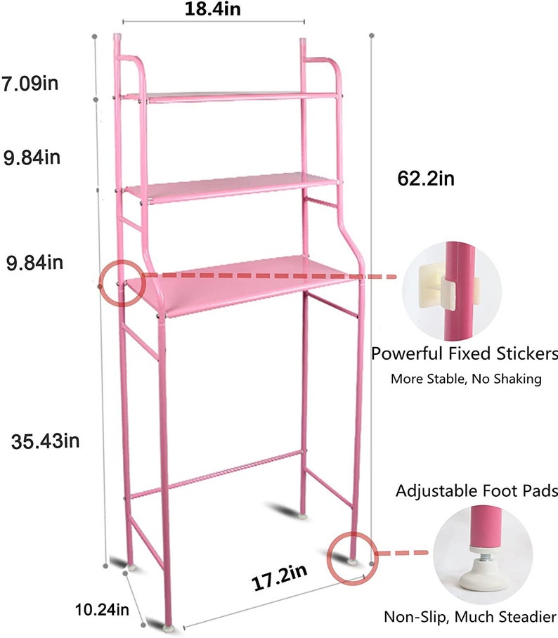 3 Shelf Bathroom Space Saver Over the Toilet Rack Bathroom Etsy