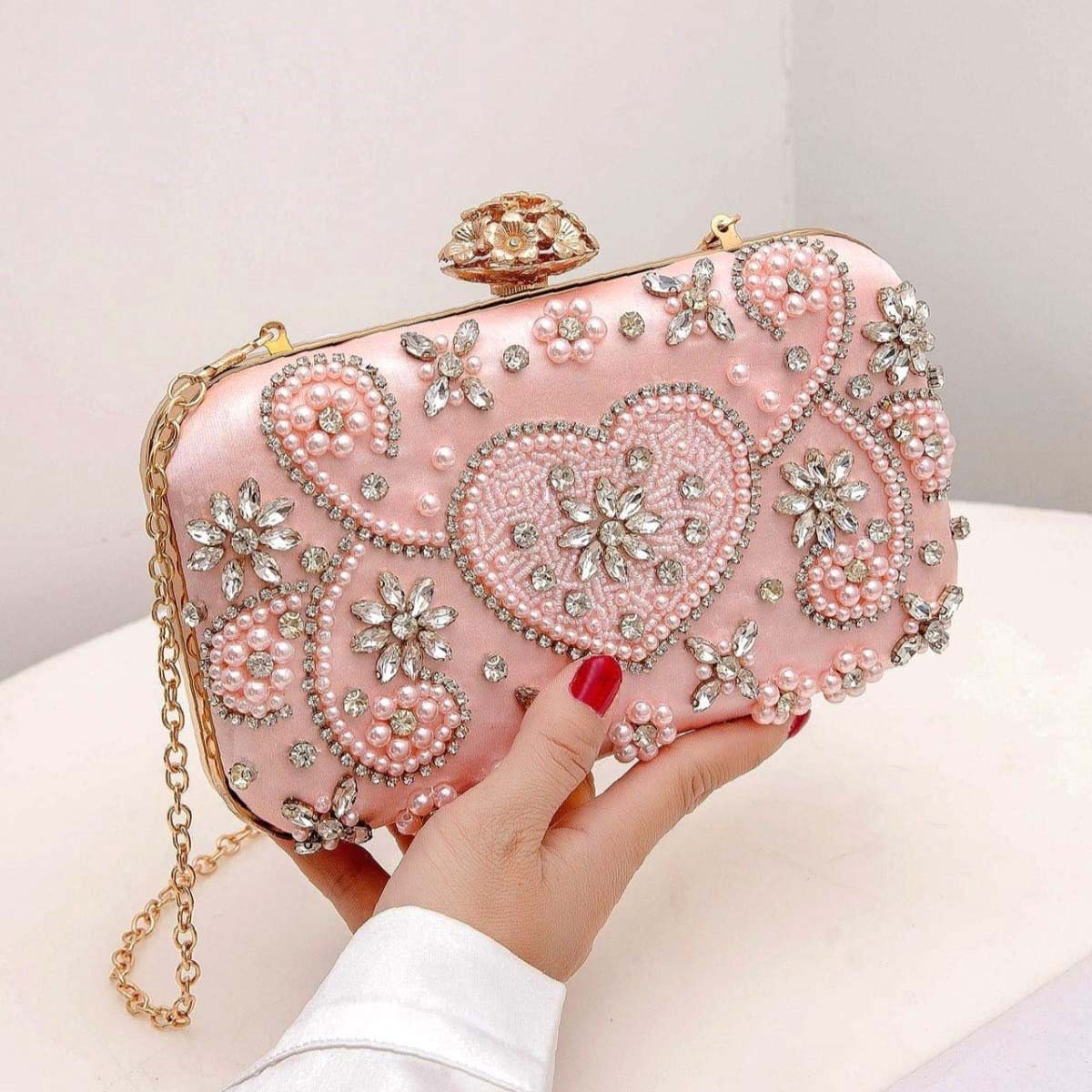 Stylish Hot Pink and Brown Rhinestone Western Purse