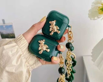 Grüner Teddy Airpod Case | Schutzhülle für Apple AirPods 1 & 2 Case Cover