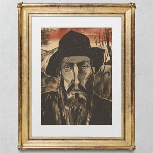 Printable *Vintage Argentinian Gaucho Cowboy Poster* Surrealist Digital Wall Art in Woodcut Style