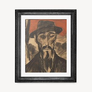 Printable *Vintage Argentinian Gaucho Cowboy Poster II* Surrealist Digital Wall Art in Woodcut Style