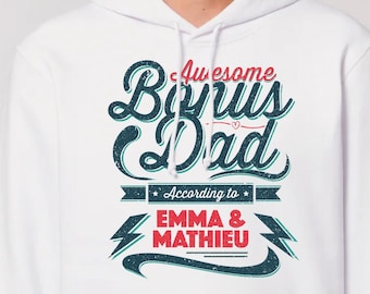 Cadeau pour beau-papa, Sweater Beau-père personnalisé super confortable, prénoms beaux-enfants à personnaliser, sweat personnalisé homme