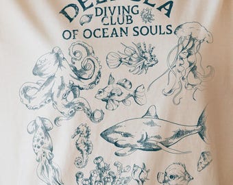ComfortColors © Dykning T-shirt, Ocean Club T-shirt, Dykarpresent, Undervattensäventyrstopp, Sea Fan T-shirt