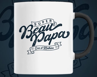 Taza de cerámica personalizada para padrastro, regalo para padrastro, nombres de hijastros personalizados, gran regalo de cumpleaños para padrastro