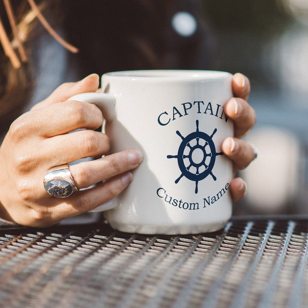 Mug capitaine à personnaliser, Personnalisez ce mug avec votre nom tasse bateau mug voilier 330 ml céramique cadeau parfait pour marin