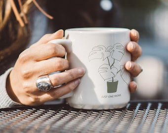 Monstera Mug 'Just One More' - Funny Gift for Tropical Plant Lovers - Perfect for Nanny or Teacher