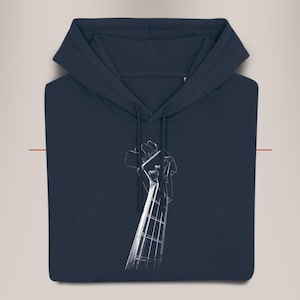 Sweater Bassiste à capuche, Cadeau Guitare Basse, Idée pour fan de musique, unisexe éco responsable, original pour musicien
