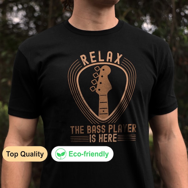 T-shirt Premium pour joueur de guitare Basse, cadeau amoureux de la musique, tee unisexe éco responsable, présent original pour musicien