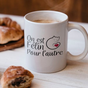 Mug jeux de mots drôle pour amoureux de chats, cadeau parfait pour maman ou papa chat, mug café drôle à offrir pour elle anniversaire