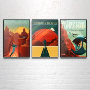 SPACEX, spacex mars posters, Journeys of explorers of the retro space sci fi, space posters, vintage illustrations, Olympus Mons,