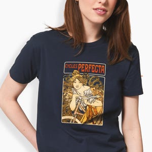 Vintage Poster Bicycle Camiseta de Alphonse Mucha, Eco Responsable, Bicicleta o Aficionado al ciclismo Regalo original Camiseta suave y cómoda