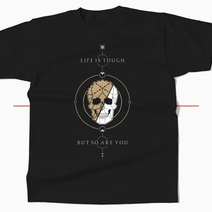 Tshirt Tarot, illustration de Tête de mort et phrase inspirante, 100% Coton Bio, Tshirt Mystique, T-shirt de Spiritualité graphique