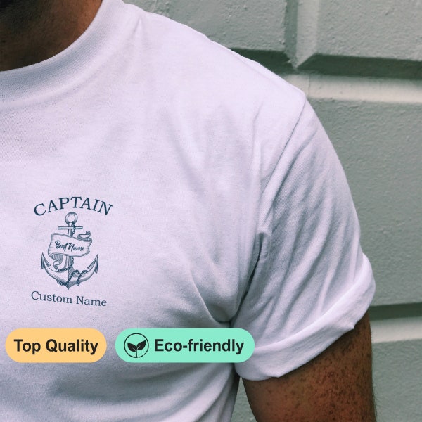 T shirt capitaine à personnaliser Personnalisez ce t shirt avec votre nom tshirt bateau t-shirt voilier éco responsable et doux à offrir