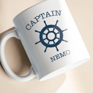 Captain custom mug to personalize Custom captain mug with your name boat mug sailboat mug, 330 ml, ceramic, perfect gift for sailor